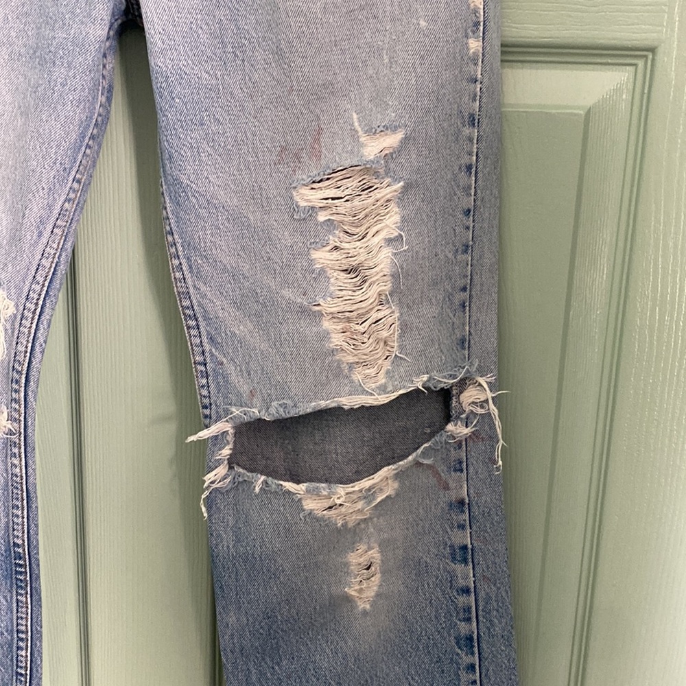 VNTG LEVIS ORANGE TAB 70s zipper fly DESTROYED jeans with super light wash 34/34 - Picture 7 of 13